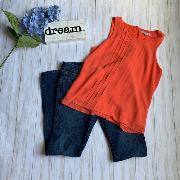 Naked Zebra Tops - Naked Zebra Coral Button Back Sleeveless Blouse